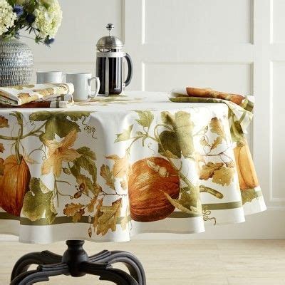 pumpkin round tablecloth|botanical pumpkin tablecloth.